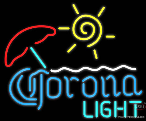 Corona Light Umbrella With Sun Neon Beer Sign