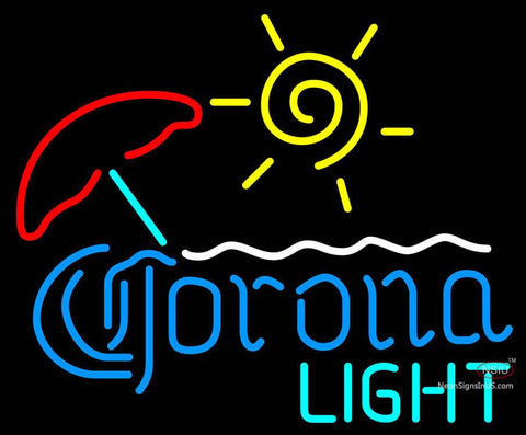 Corona Light Umbrella With Sun Neon Beer Sign