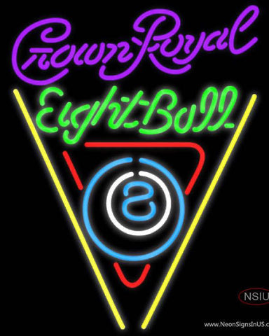 Crown Royal Eight Ball Billiards Pool Real Neon Glass Tube Neon Sign