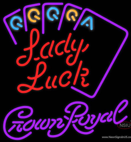 Crown Royal Poker Lady Luck Series Real Neon Glass Tube Neon Sign Real Neon Glass Tube Neon Sign 7