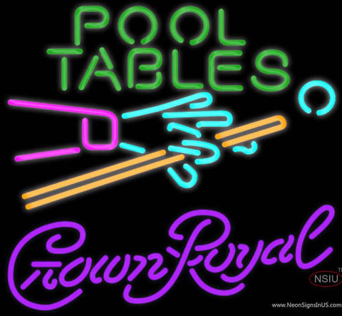 Crown Royal Pool Tables Billiards Real Neon Glass Tube Neon Sign 