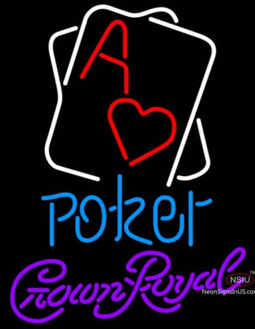 Crown Royal Rectangular Black Hear Ace Poker Neon Sign 7 