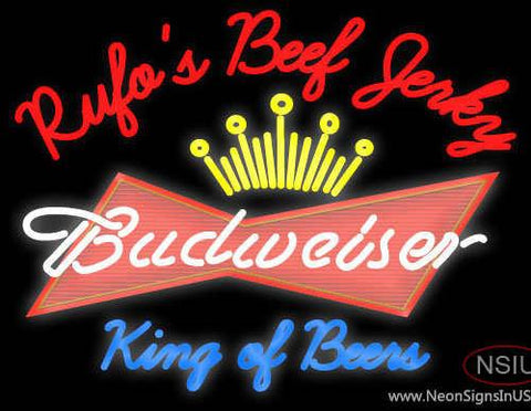 Custom Rufos D Jerky Kings Of Beer Budweiser Real Neon Glass Tube Neon Sign 