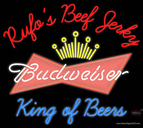 Custom Rufos D Jerky Kings Of Beer Budweiser Real Neon Glass Tube Neon Sign 