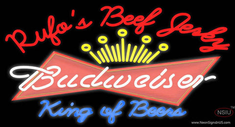 Custom Rufos D Jerky Kings Of Beer Budweiser Real Neon Glass Tube Neon Sign 