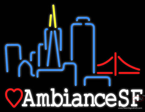 Custom Ambiancesf San Francisco Skyline Real Neon Glass Tube Neon Sign