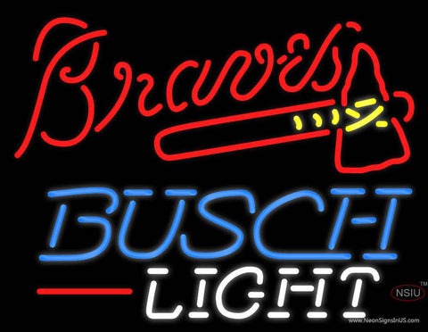 Custom Atlanta Braves Busch Light Real Neon Glass Tube Neon Sign 