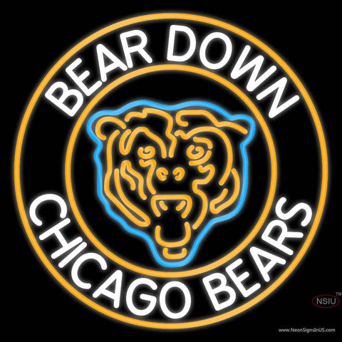 Custom Bear Down Chicago Bears Real Neon Glass Tube Neon Sign