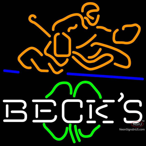 Custom Becks Logo With Shamrock And Hockey Player Neon Sign 