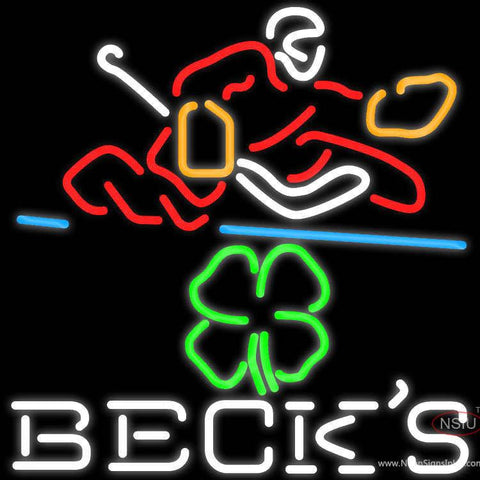 Custom Becks Logo With Shamrock And Hockey Player Real Neon Glass Tube Neon Sign 