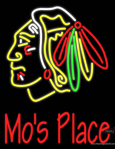 Custom Blackhawks Stock  Logo Mo Real Neon Glass Tube Neon Sign 