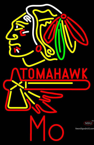 Custom Blackhawks Stock  Tomahawk Logo Mo Neon Sign 