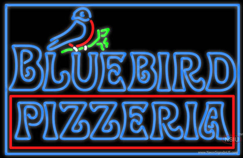 Custom Bluebird Pizzeria Logo Real Neon Glass Tube Neon Sign 