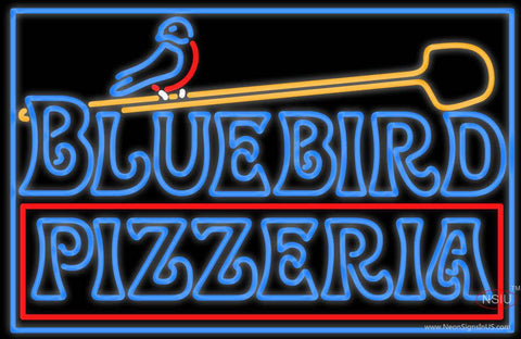 Custom Bluebird Pizzeria Logo Real Neon Glass Tube Neon Sign 