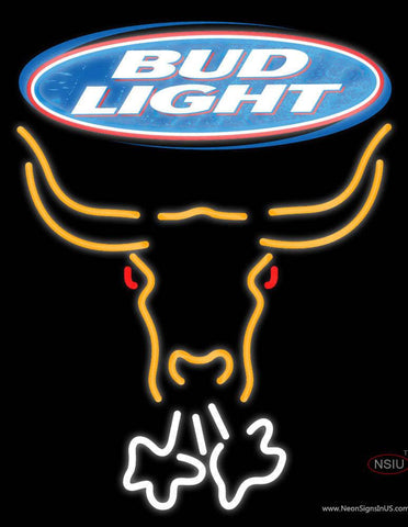 Custom Bud Light Breathing Bull Face Real Neon Glass Tube Neon Sign 