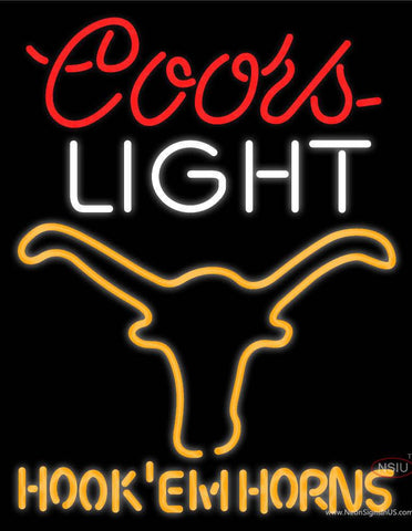 Custom Coors Light Logo Texas Longhorns Hook Em Horns Real Neon Glass Tube Neon Sign 