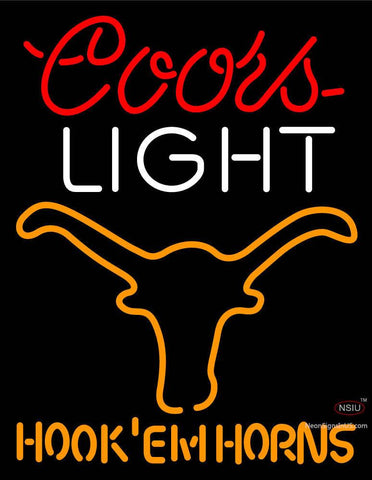Custom Coors Light Logo Texas Longhorns Hook Em Horns Neon Sign  