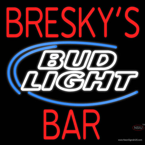 Custom Breskys Bar With Bud Light Logo Real Neon Glass Tube Neon Sign 