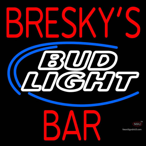 Custom Breskys Bar With Bud Light Logo Neon Sign  