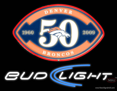 Custom Broncos  Year Anniversary Bud Light Real Neon Glass Tube Neon Sign 