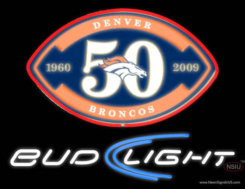 Custom Broncos  Year Anniversary Bud Light Real Neon Glass Tube Neon Sign