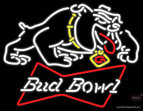 Custom Bud Bowl With Bulldog Logo Real Neon Glass Tube Neon Sign 