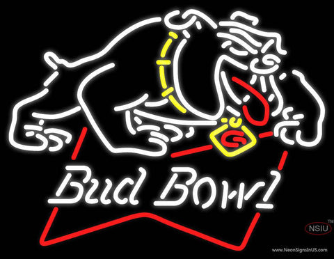 Custom Bud Bowl With Bulldog Logo Real Neon Glass Tube Neon Sign 