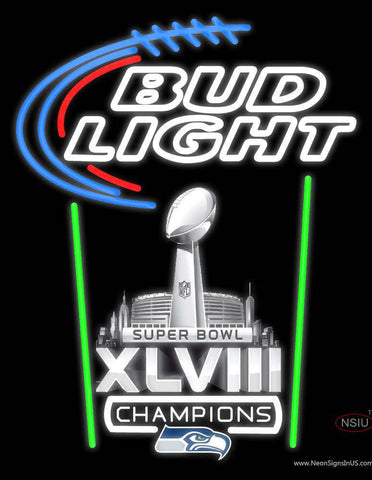 Custom Bud Light Seattle Seahawks Super Bowl ChampIons Real Neon Glass Tube Neon Sign 