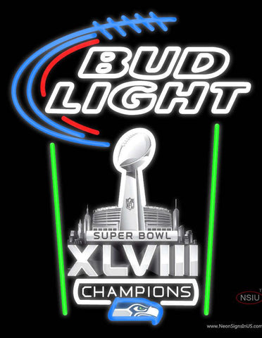 Custom Bud Light Seattle Seahawks Super Bowl ChampIons Real Neon Glass Tube Neon Sign 
