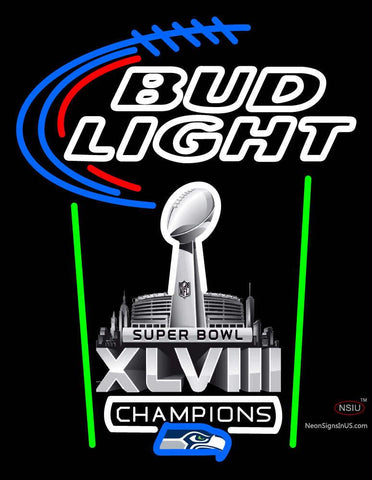 Custom Bud Light Seattle Seahawks Super Bowl ChampIons Neon Sign  