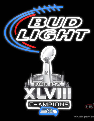 Custom Bud Light Seattle Seahawks Super Bowl ChampIons Real Neon Glass Tube Neon Sign 