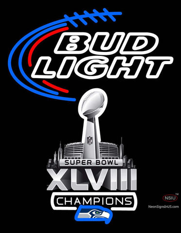 Custom Bud Light Seattle Seahawks Super Bowl ChampIons Neon Sign  