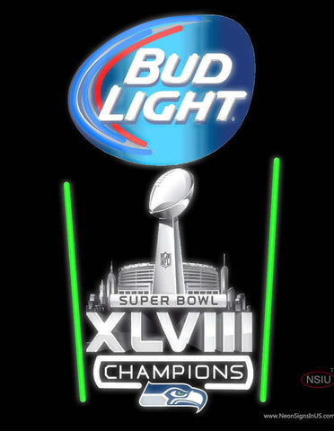 Custom Bud Light Seattle Seahawks Super Bowl ChampIons Real Neon Glass Tube Neon Sign 7 
