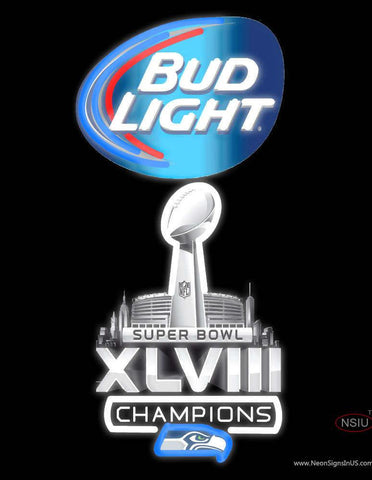 Custom Bud Light Seattle Seahawks Super Bowl ChampIons Real Neon Glass Tube Neon Sign 