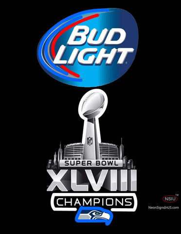 Custom Bud Light Seattle Seahawks Super Bowl ChampIons Neon Sign  