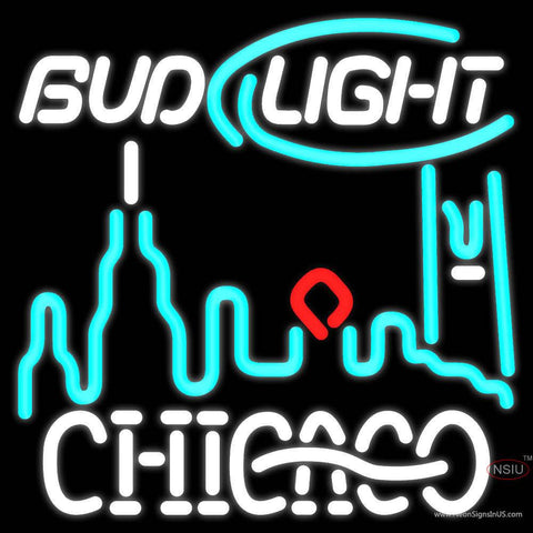 Custom Bud Light Chicago City Real Neon Glass Tube Neon Sign X
