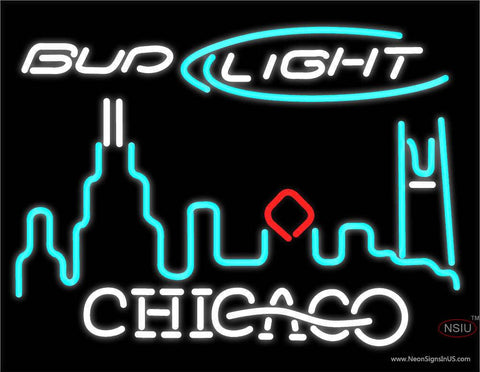 Custom Bud Light Chicago City Real Neon Glass Tube Neon Sign