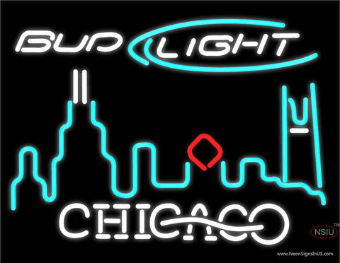 Custom Bud Light Chicago City Real Neon Glass Tube Neon Sign 