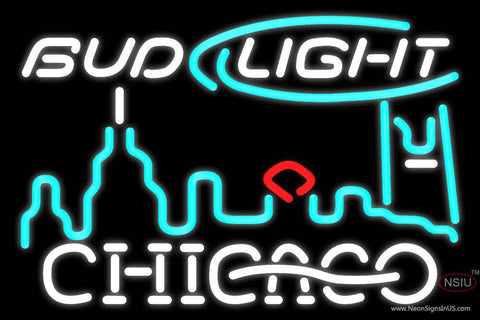 Custom Bud Light Chicago City Real Neon Glass Tube Neon Sign 