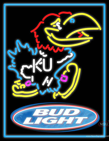 Custom Bud Light Kansas Jayhawks Real Neon Glass Tube Neon Sign 