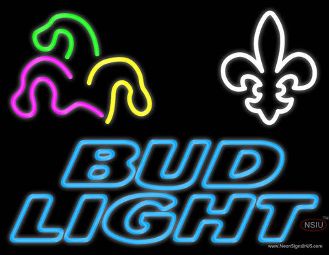 Custom Bud Light Mardi Gras Real Neon Glass Tube Neon Sign 