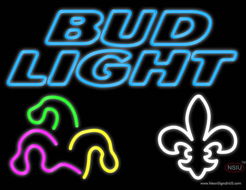 Custom Bud Light Mardi Gras Real Neon Glass Tube Neon Sign 
