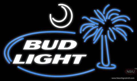 Custom Bud Light Palm Tree With Moon Real Neon Glass Tube Neon Sign 
