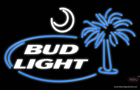 Custom Bud Light Palm Tree With Moon Real Neon Glass Tube Neon Sign 