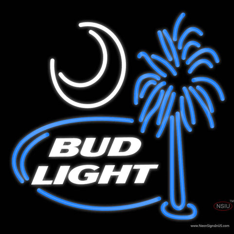 Custom Bud Light Palm Tree With Moon Real Neon Glass Tube Neon Sign 