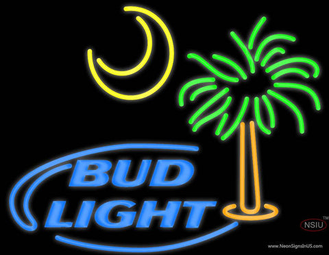Custom Bud Light Palm Tree With Sun Real Neon Glass Tube Neon Sign 