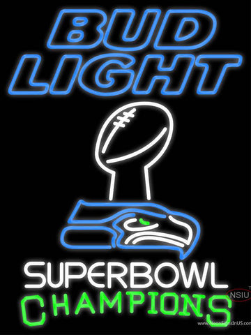 Custom Bud Light Seattle Seahawks Super Bowl ChampIons Real Neon Glass Tube Neon Sign 
