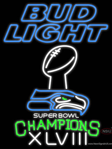 Custom Bud Light Seattle Seahawks Super Bowl ChampIons Real Neon Glass Tube Neon Sign 