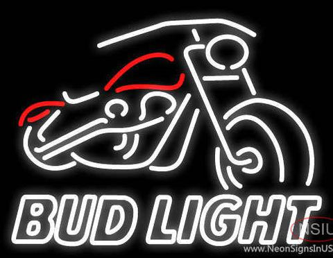 Custom Bud Light With Motorcycle Real Neon Glass Tube Neon Sign 