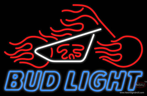 Custom Bud Light With Motorcycle Real Neon Glass Tube Neon Sign